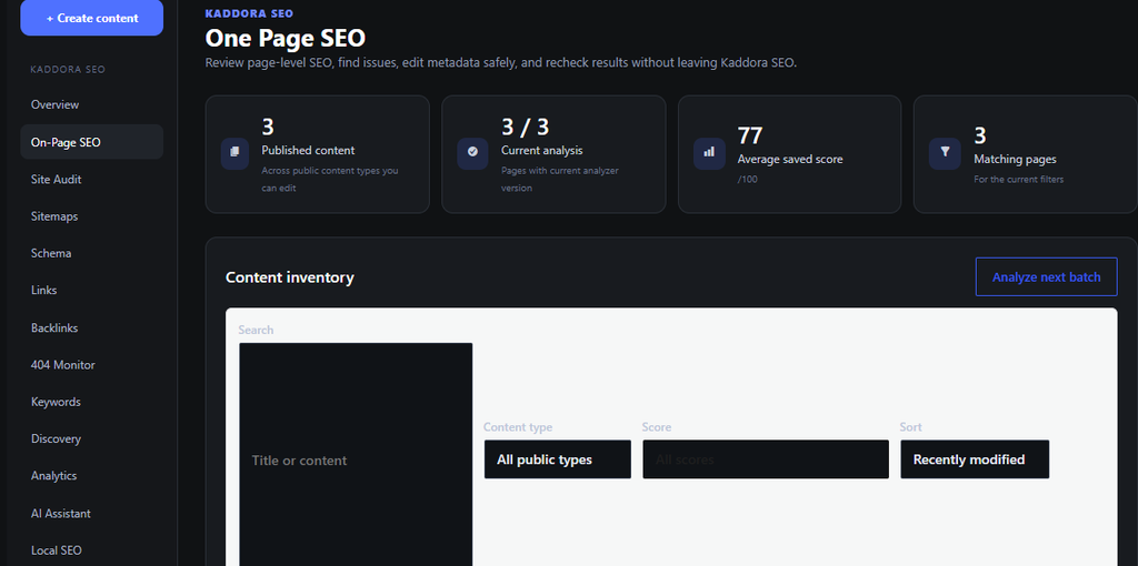One page seo