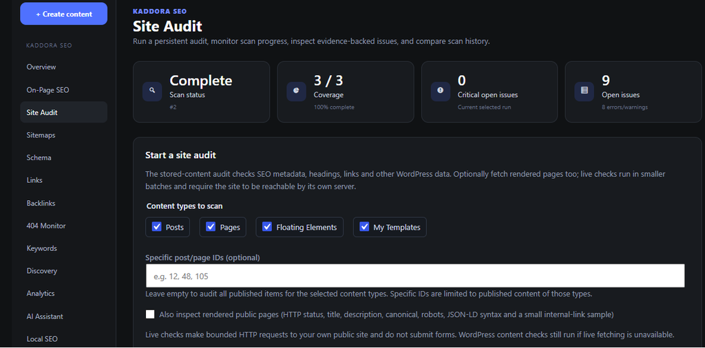 Site audit
